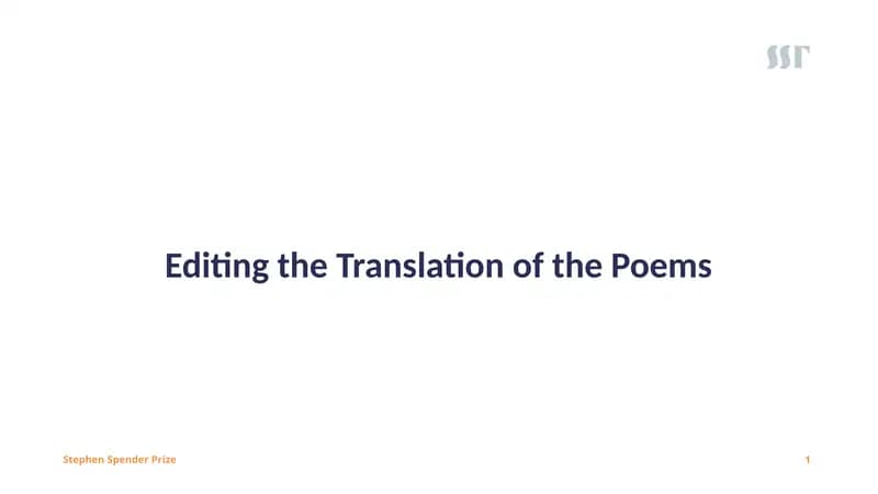 Editing the Translation of the Poems