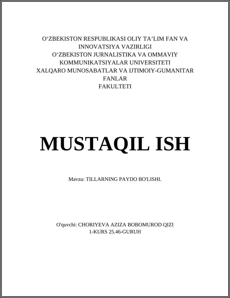 Tillarning paydo bo'lishi