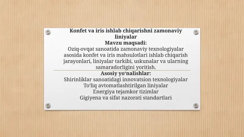 Konfet va iris ishlab chiqarishni zamonaviy liniyalar