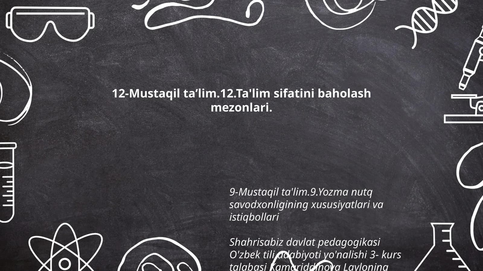 Kamariddinova Layloning Xalqlaro baholash fanidan mustaqil taʼlim taqdimot