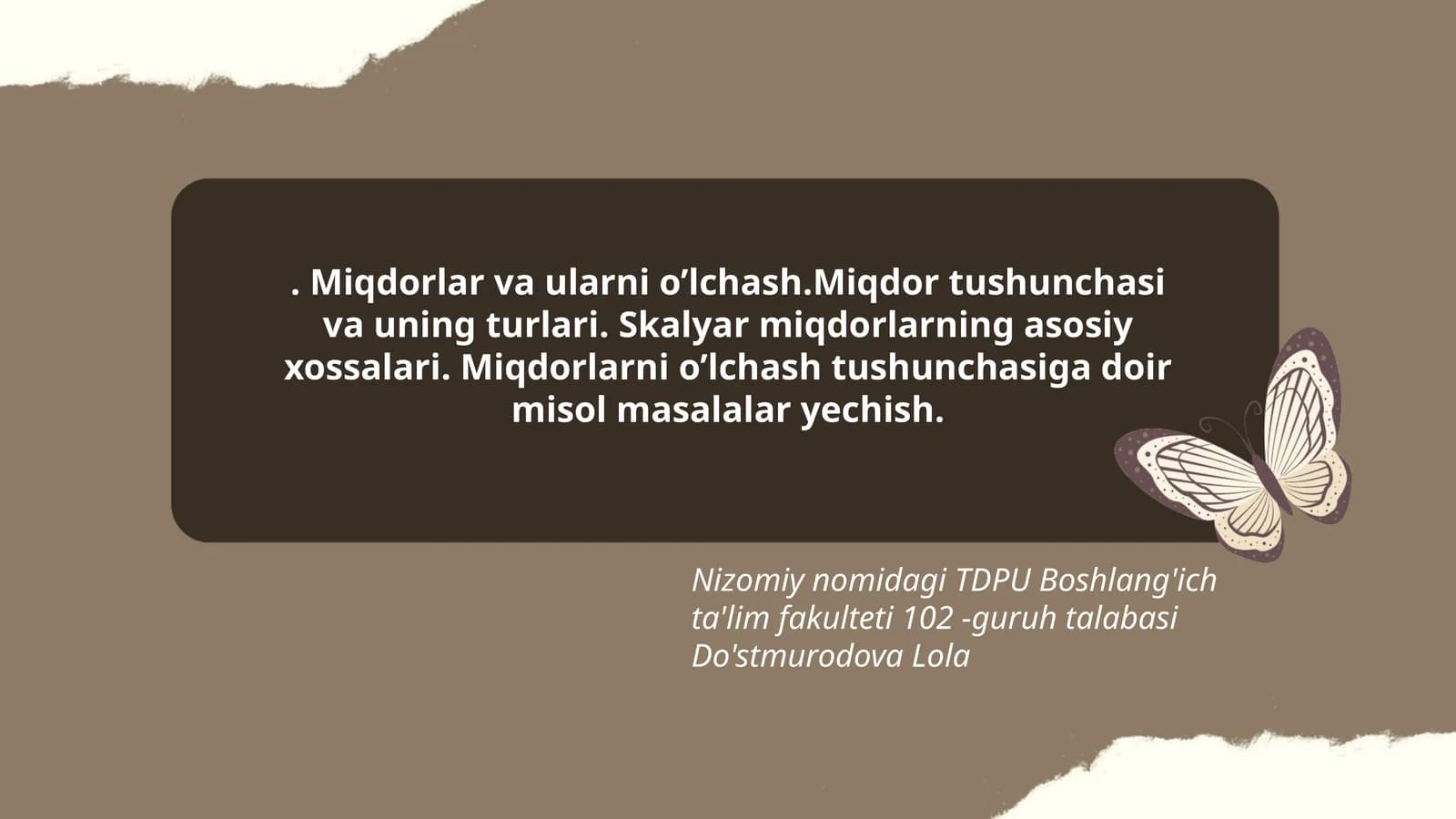 Miqdorlar va ularni o’lchash