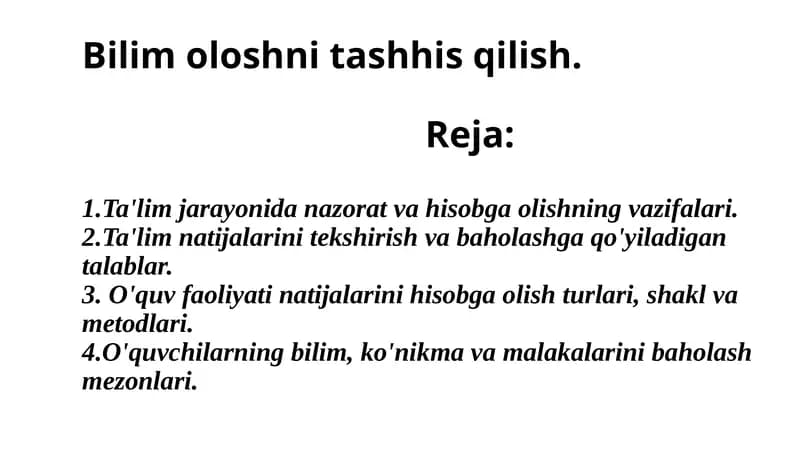 Bilim oloshni tashhis qilish