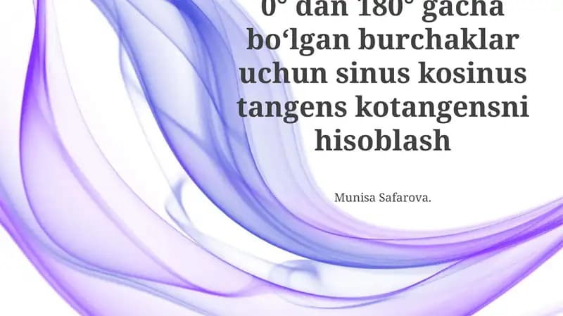 Sinus, Kosinus, Tangens va Kotangensni hisoblash