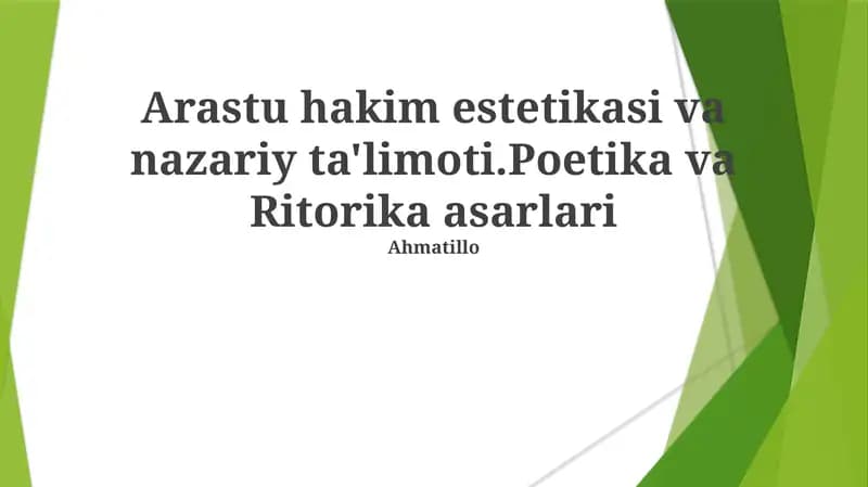 Aristotelning "Poetika"si