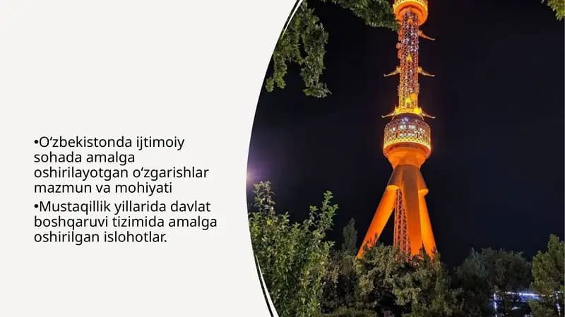 O‘zbekistondagi ijtimoiy sohada amalga oshirilayotgan o‘zgarishlar