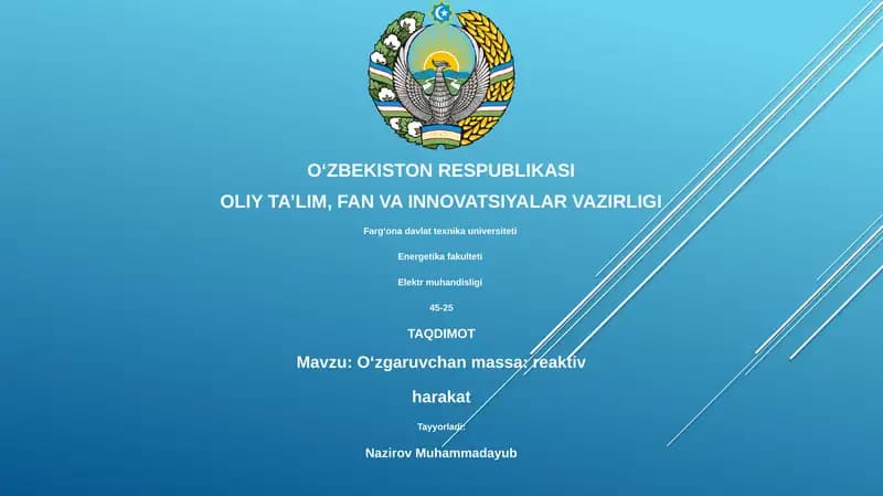 Oʻzgaruvchan massa: reaktiv harakat