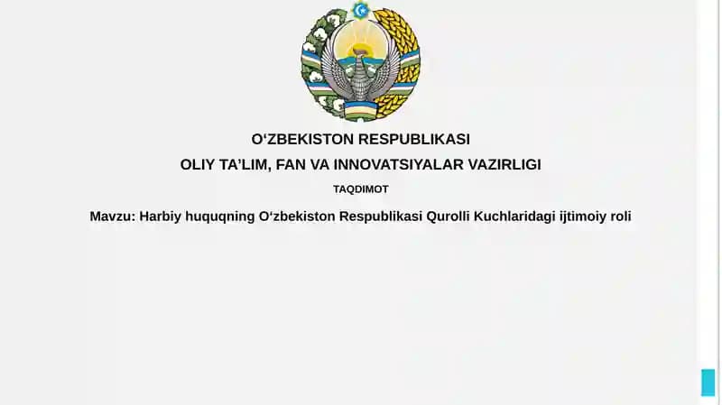 Harbiy Huquqning O‘zbekiston Respublikasi Qurolli Kuchlaridagi Ijtimoiy roli