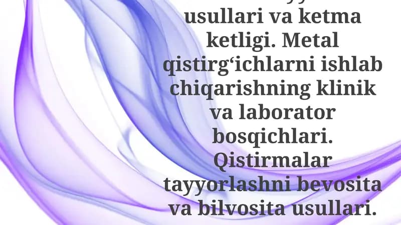 To'ldirish Tayyorlash Ketma-ketligi
