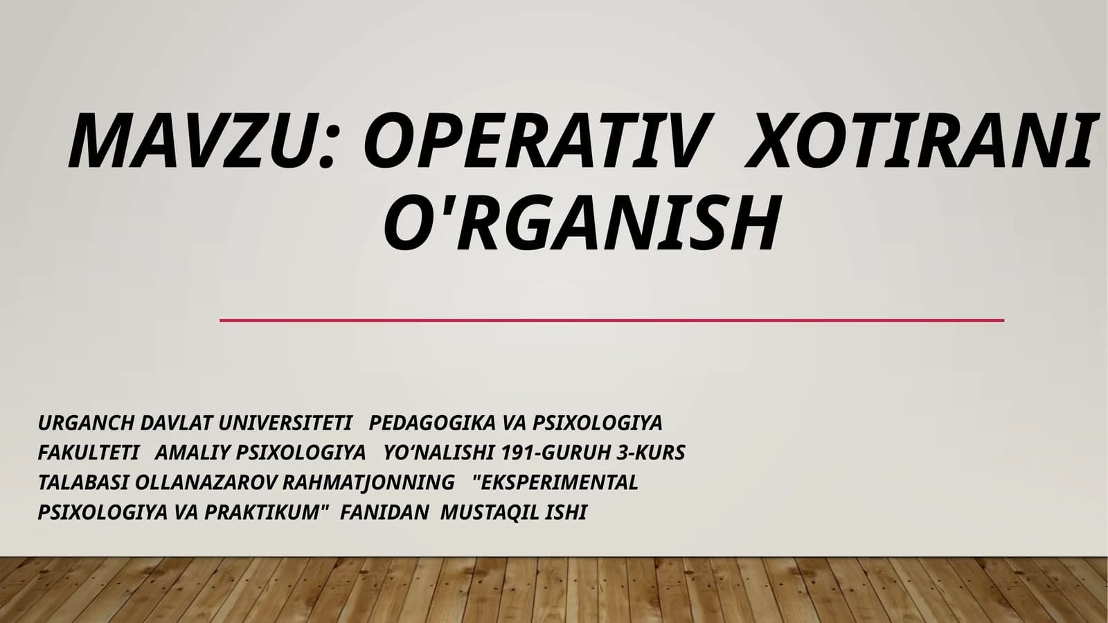 OperativXotiraniO'Rganish