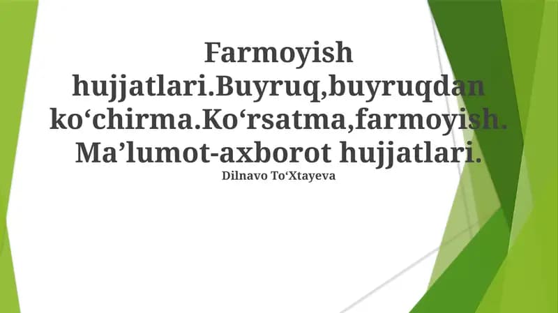 Buyurtma Hujjatlari