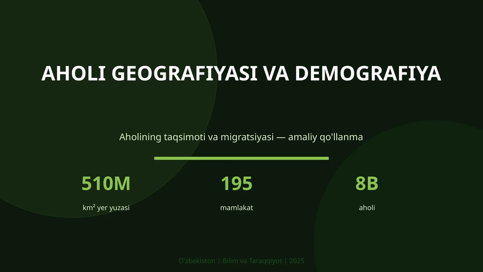 AHOLI GEOGRAFIYASI VA DEMOGRAFIYA
