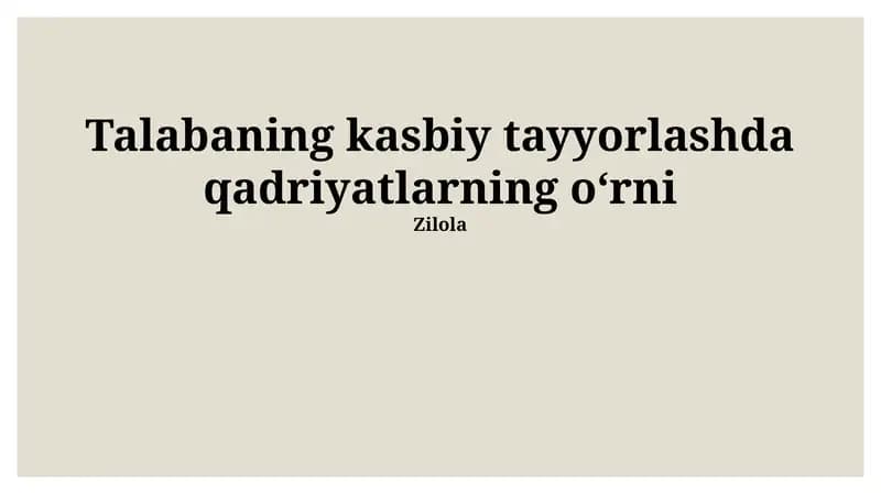 Qadriyatlar va professional ta'lim