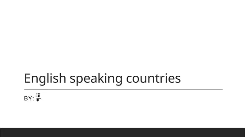 Introduction to English-Speaking Countries
