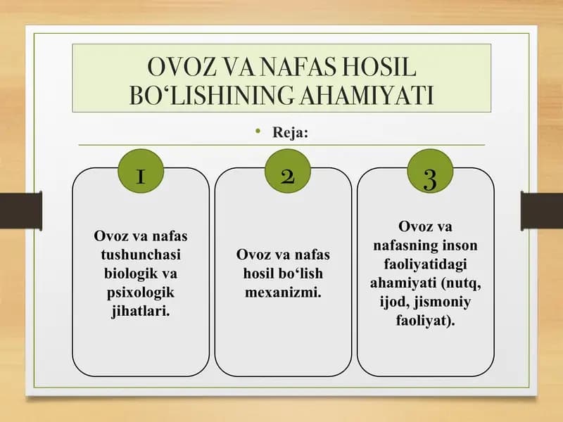 OVOZ VA NAFAS HOSIL BO‘LISHINING AHAMIYATI