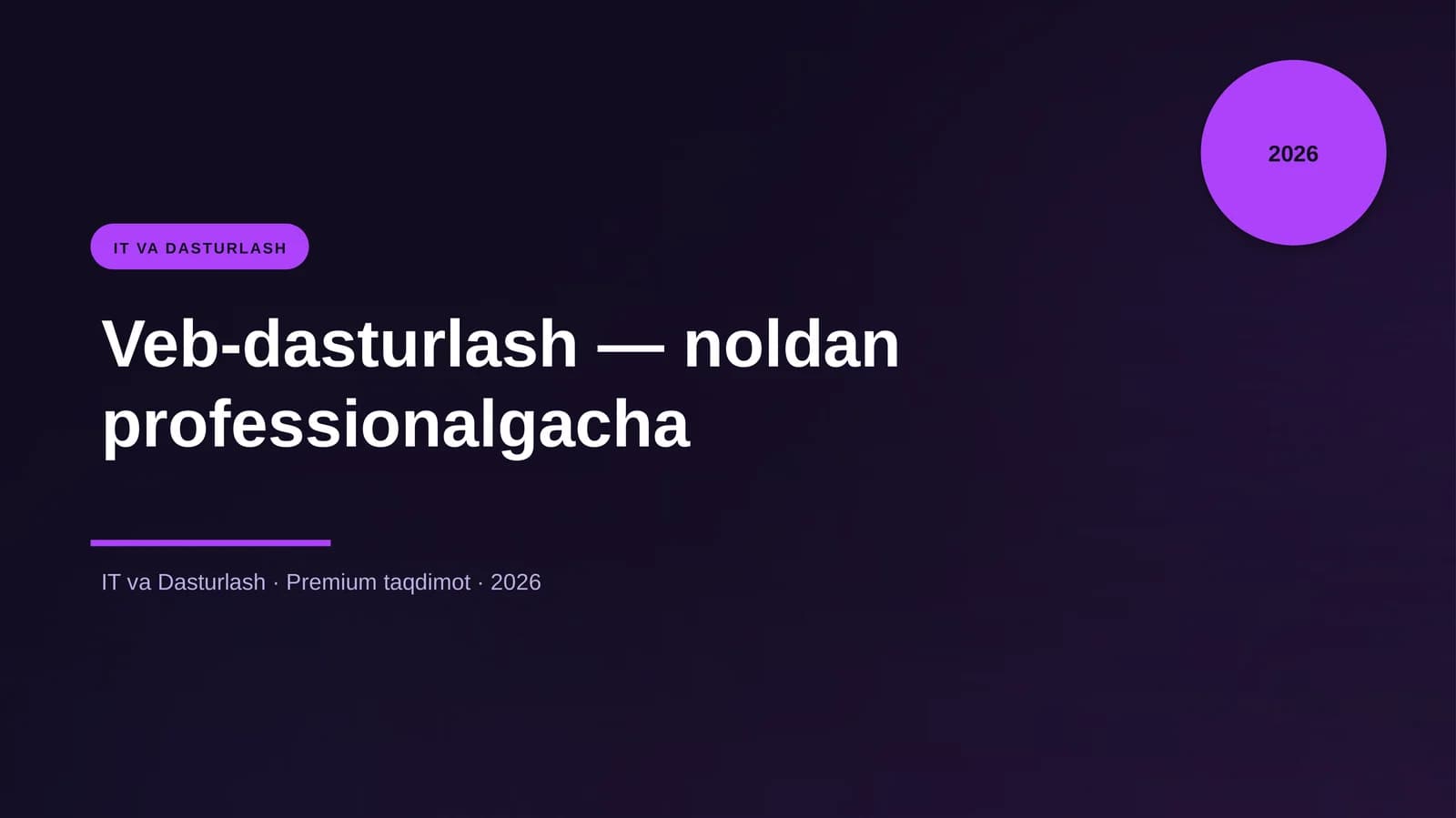 Veb-dasturlash — noldan professionalgacha