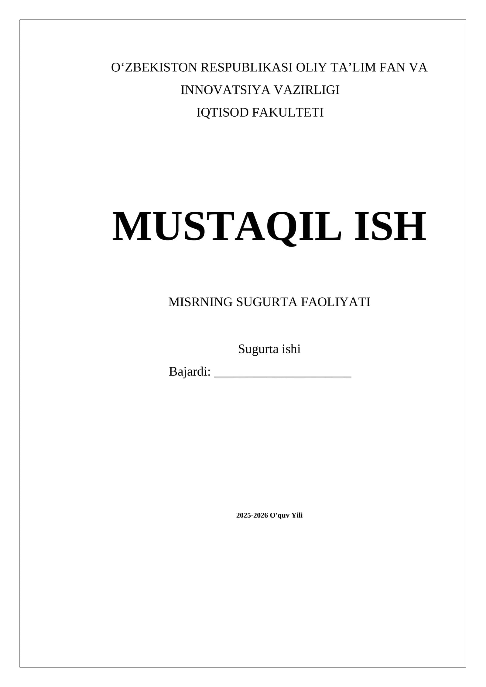 MISRNING SUGURTA FAOLIYATI