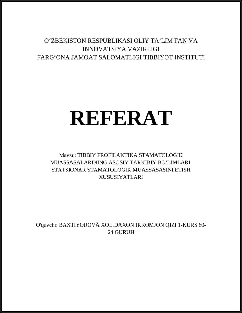 Terapevtik stomatologiya boʻlimi