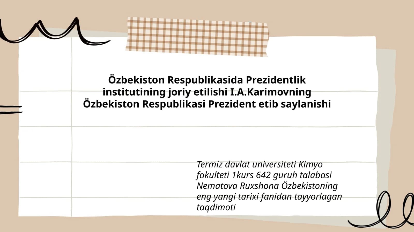 Özbekiston Respublikasida Prezidentlik institutining joriy etishishi