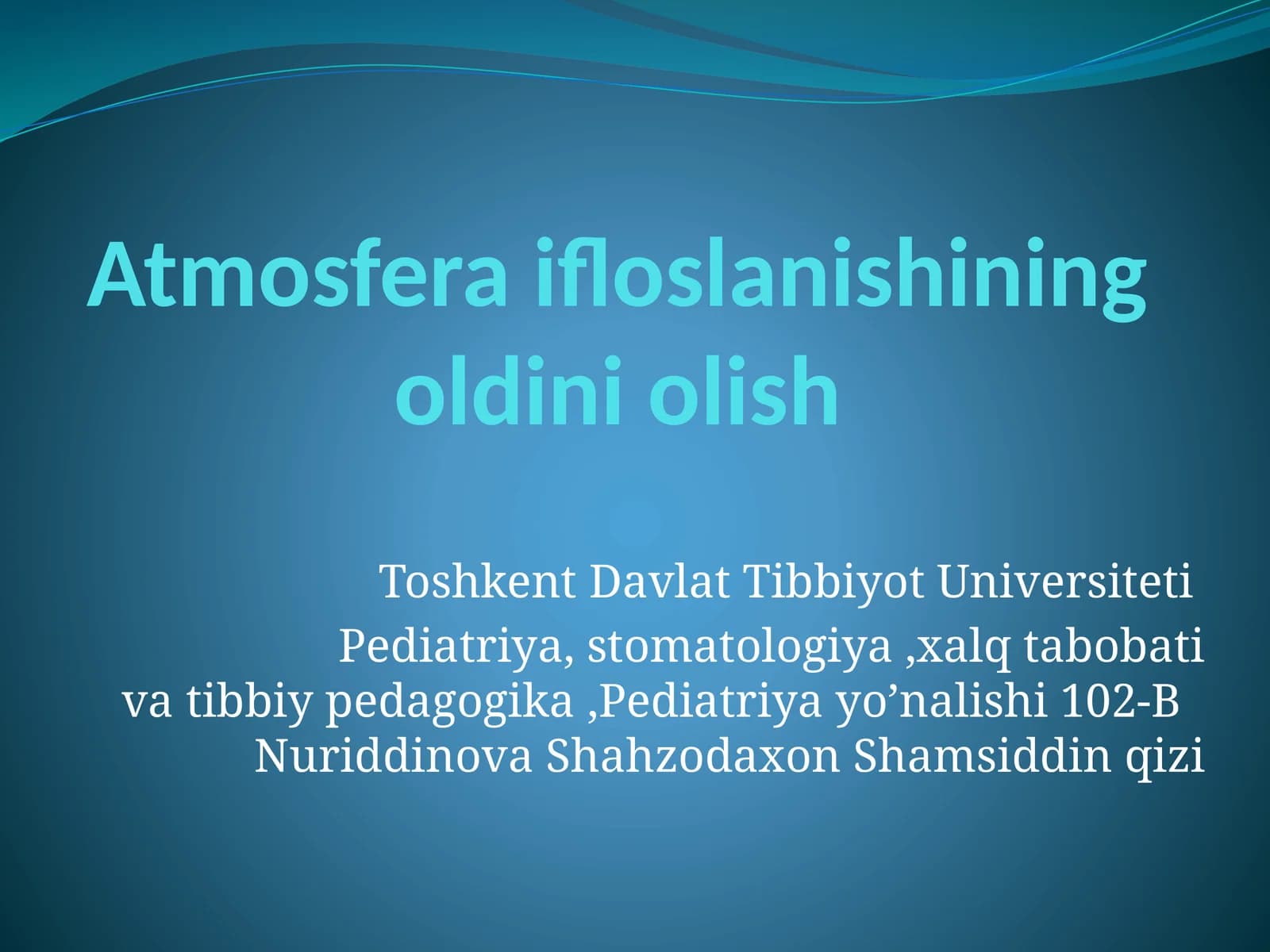 Atmosfera ifloslanishining oldini olish