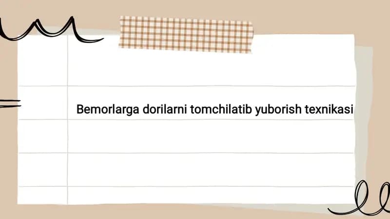Bemorlarga dorilarni tomchilatib yuborish texnikasi