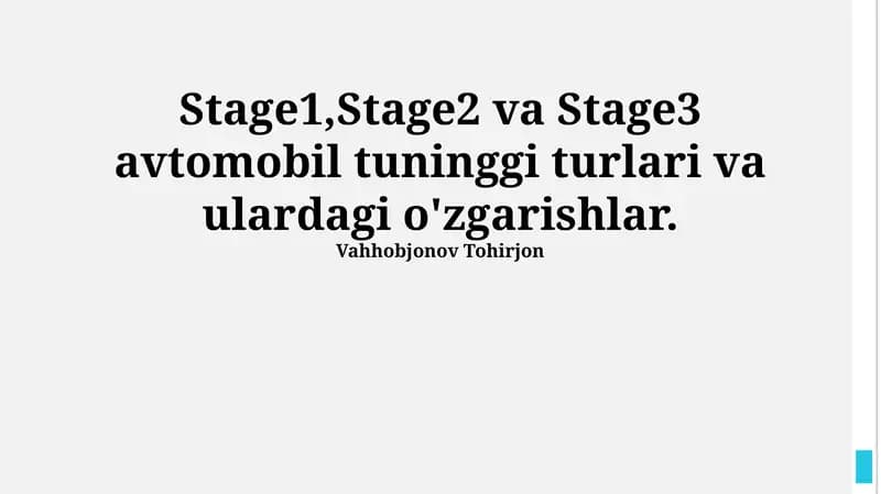 1-bosqich Tuning: Transmissiya O'zgarishlari