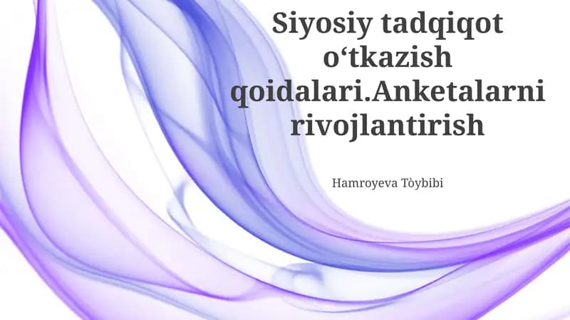 Savolnomalarni ishlab chiqish