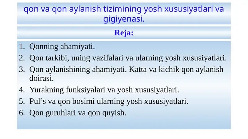 Qonning ahamiyati