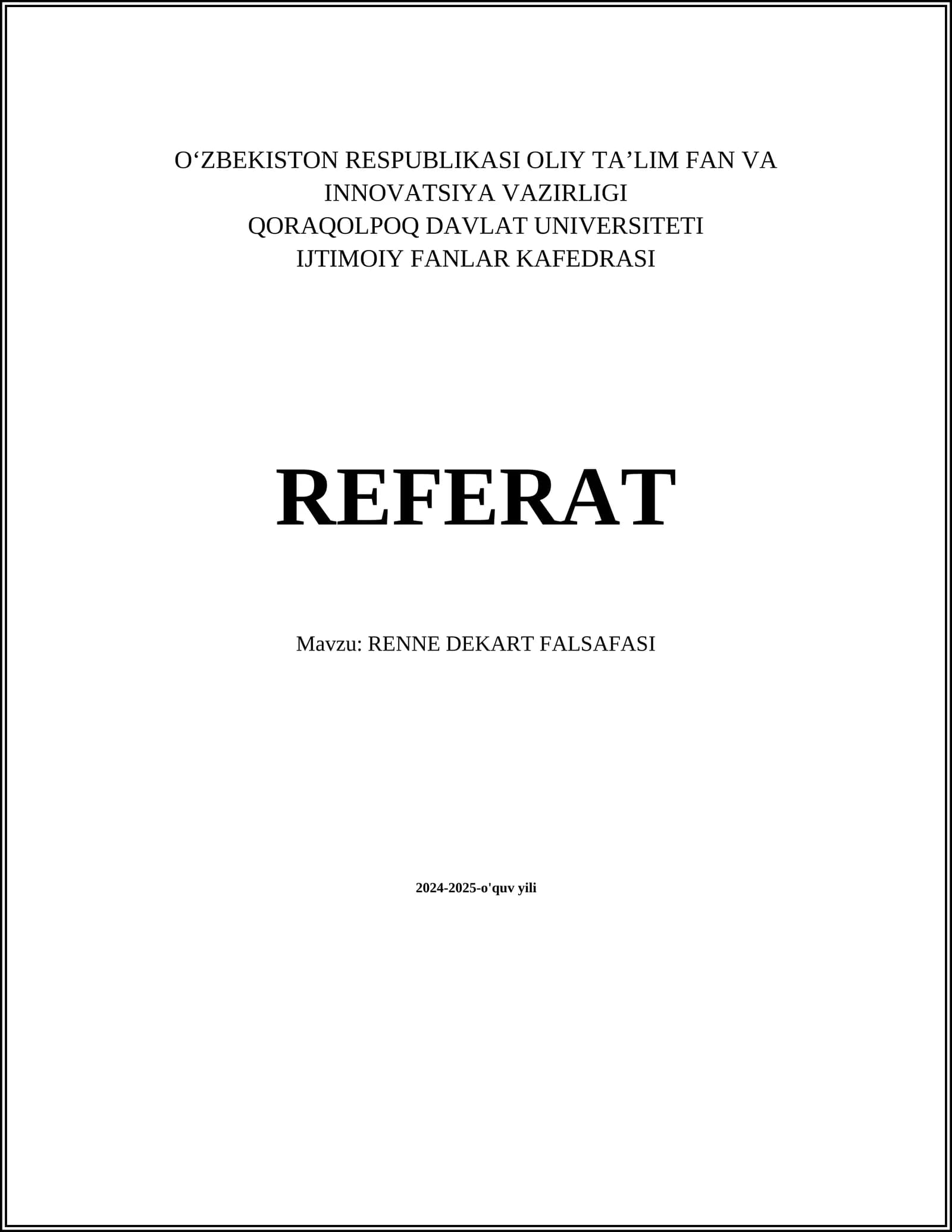 RENNE DEKART FALSAFASI