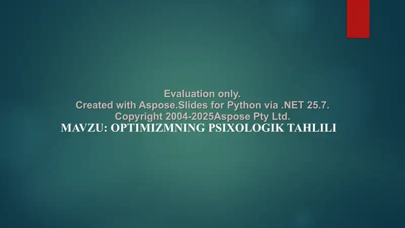 Optimizmning psixologik tahlili