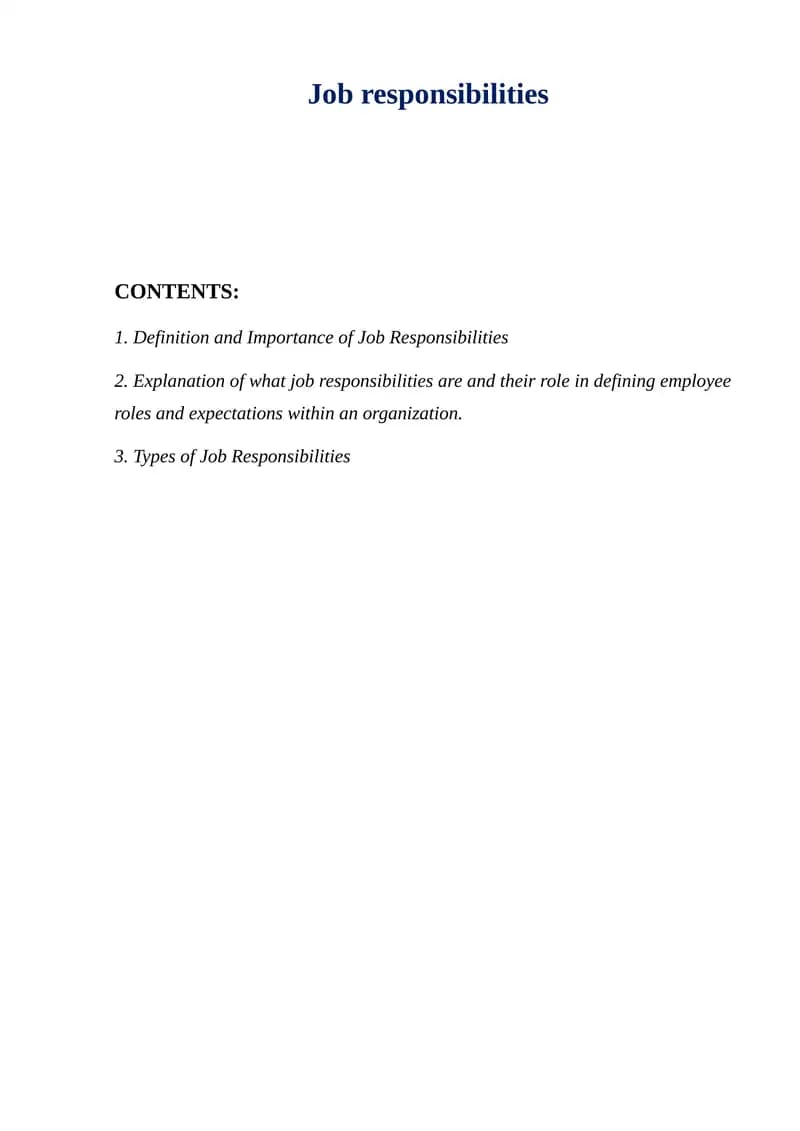 Job responsibilities