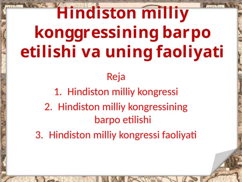Hindistonmilliykongressiningbarpoetilishivauningfaoliyati