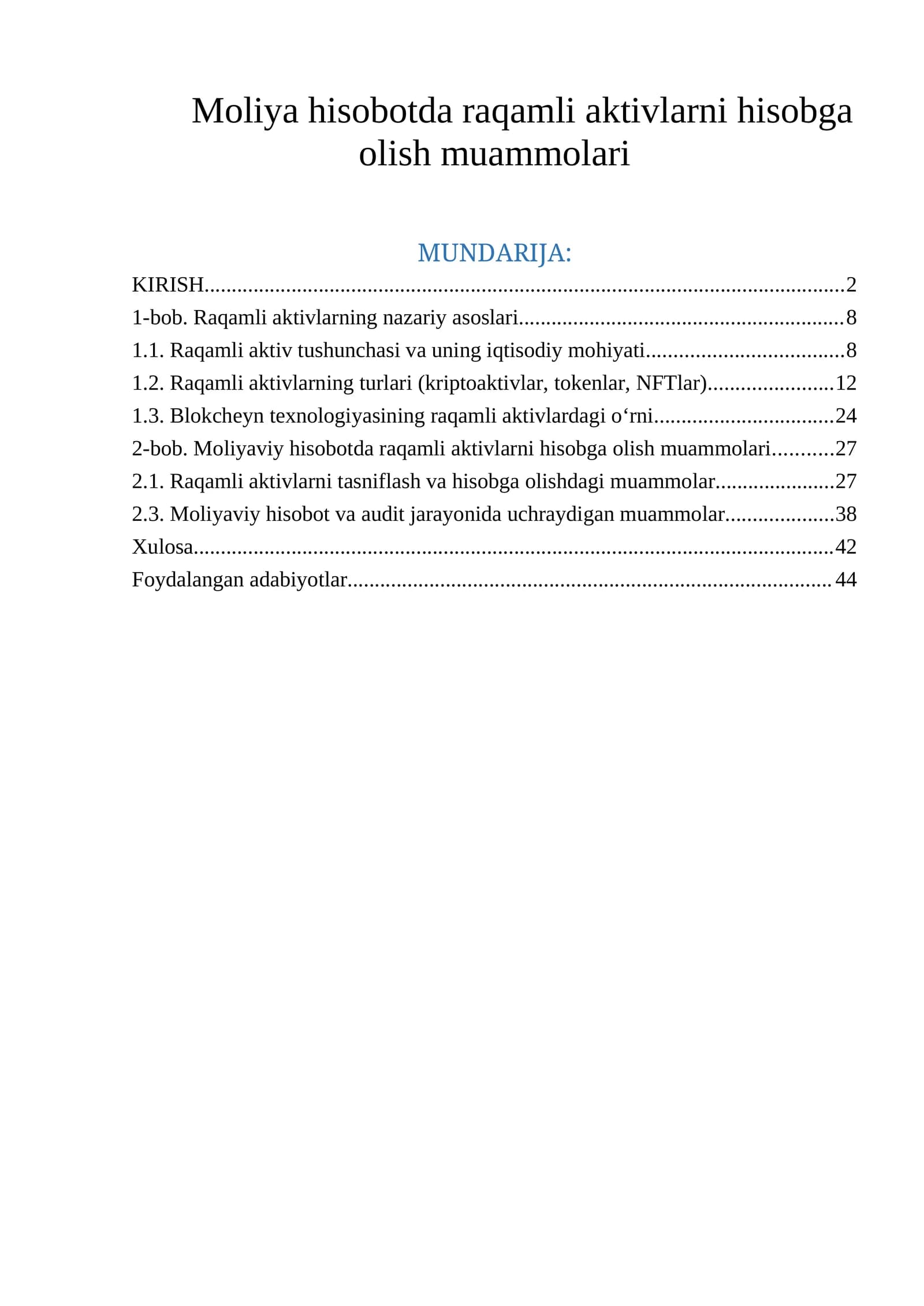 Raqamli Aktivlarni Hisobga Olish Muammolari