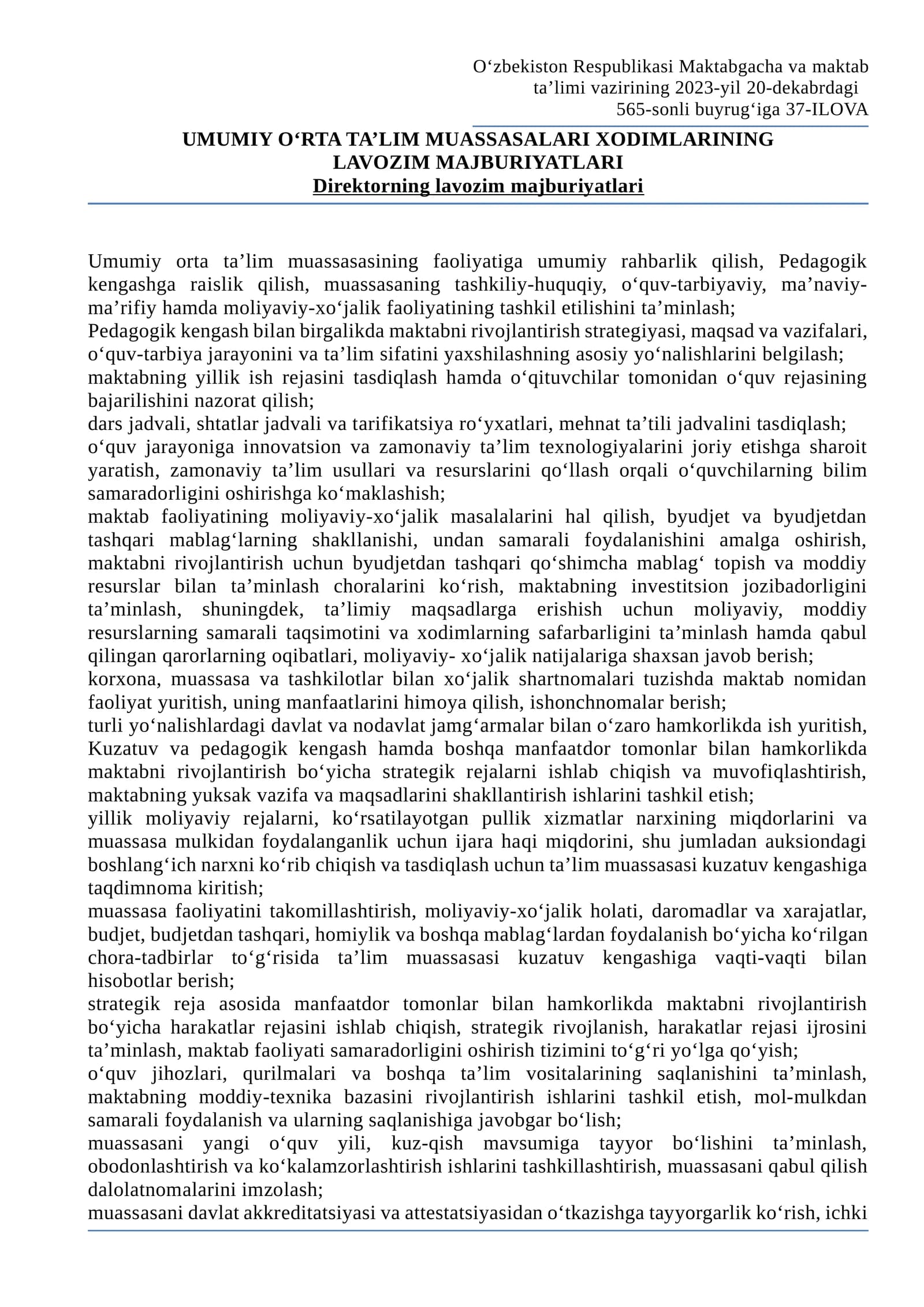 Direktor majburiyatlari