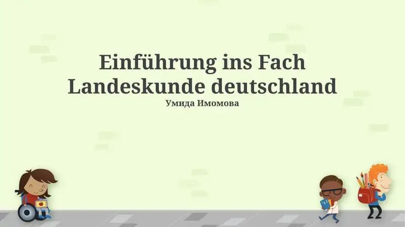 Einführung ins Fach Landeskunde deutschland