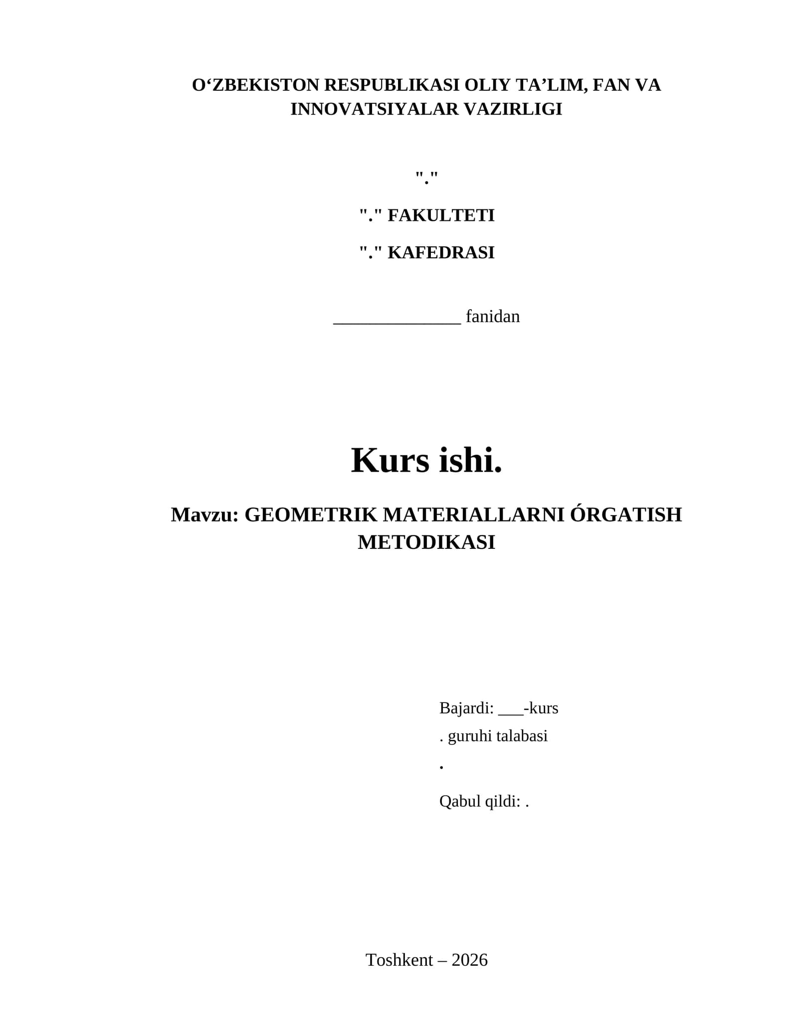 GEOMETRIK MATERIALLARNI ÓRGATISH METODIKASI