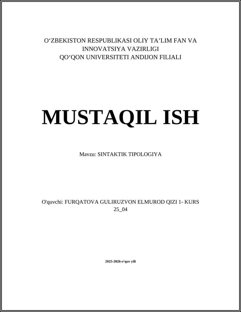 SINTAKTIK TIPOLOGIYA