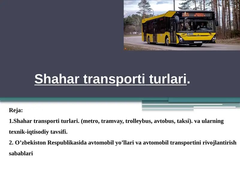 Shahar transporti turlari