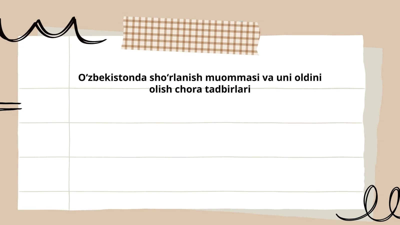 Oʻzbekistonda shoʻrlanish muommasi va uni oldini olish chora tadbirlari