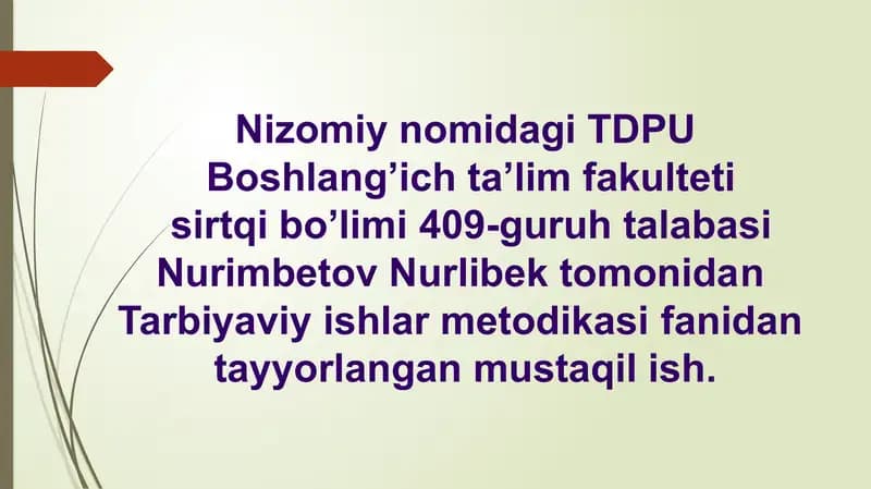 Sinf jamoasini tashkil etish