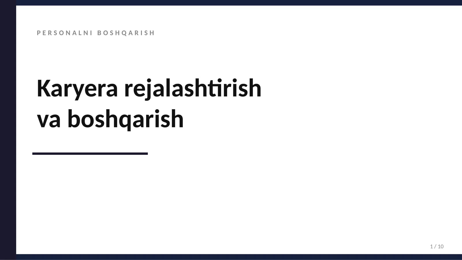 Karyera rejalashtirish va boshqarish