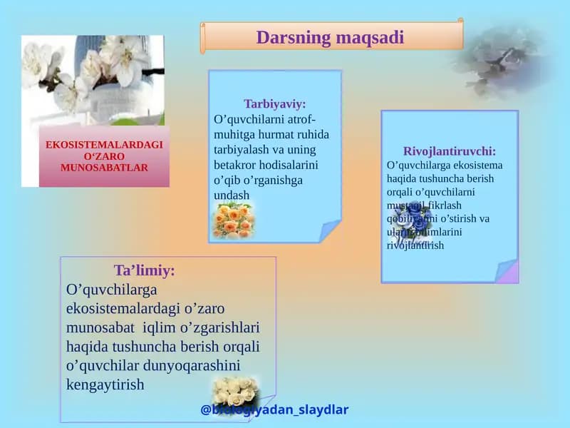 EKOSISTEMALARDAGI O‘ZARO MUNOSABATLAR