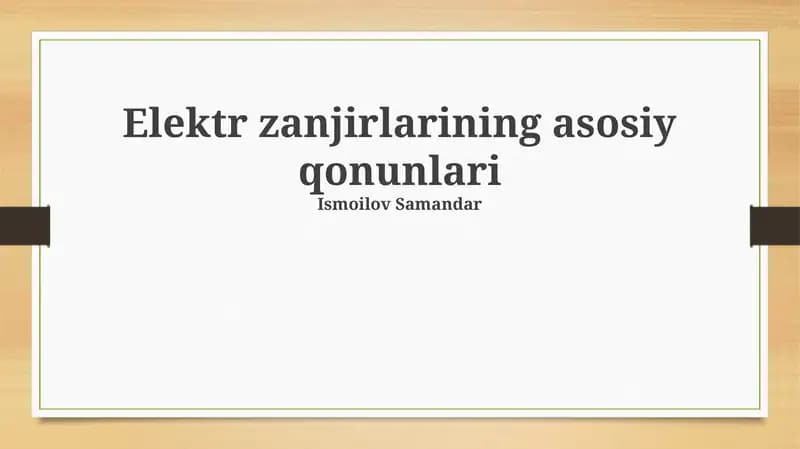 Elektr zanjirlarining asosiy qonunlari