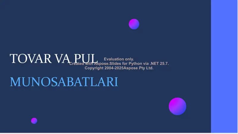 Tovar va pul munosabatlari