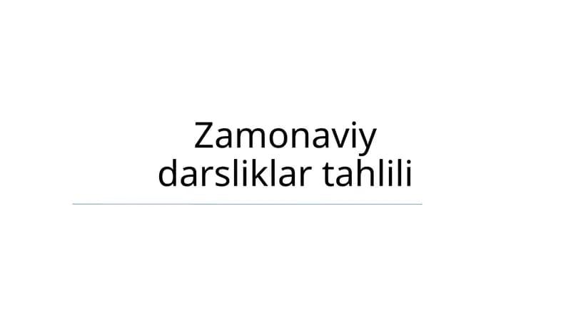 Zamonaviy darsliklar tahlili