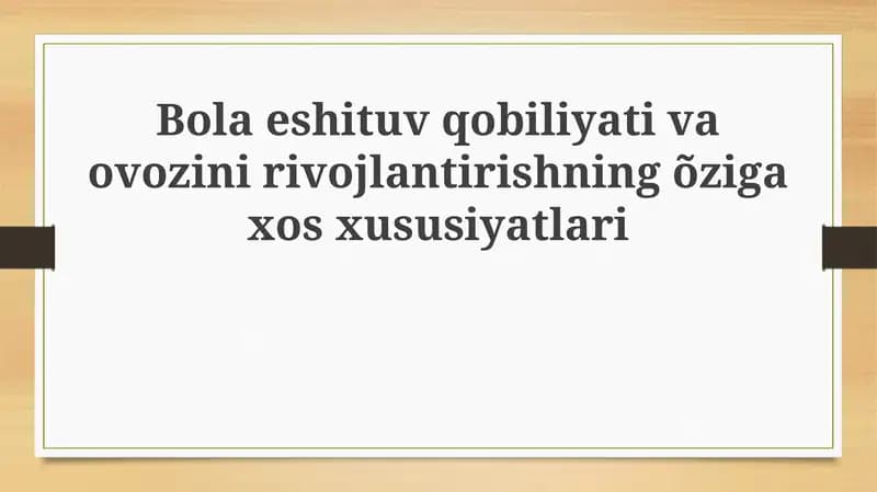 Eshitish va Nutqning Rivojlanish Bosqichlari