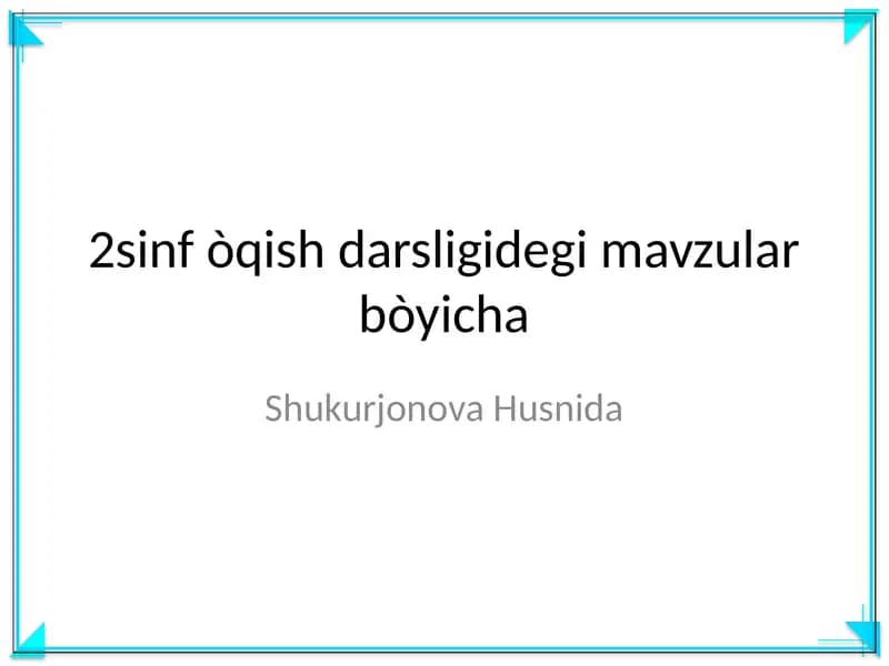 2-sinf òqish darsligidegi mavzular