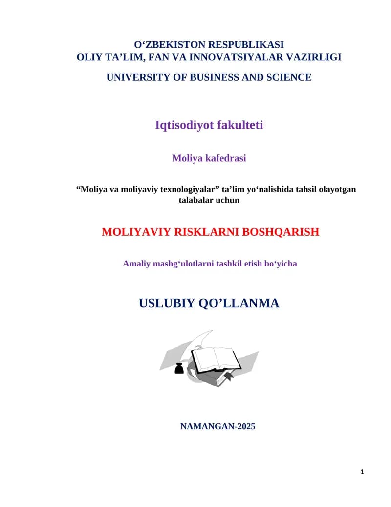 Moliyaviy Risklarni Boshqarish