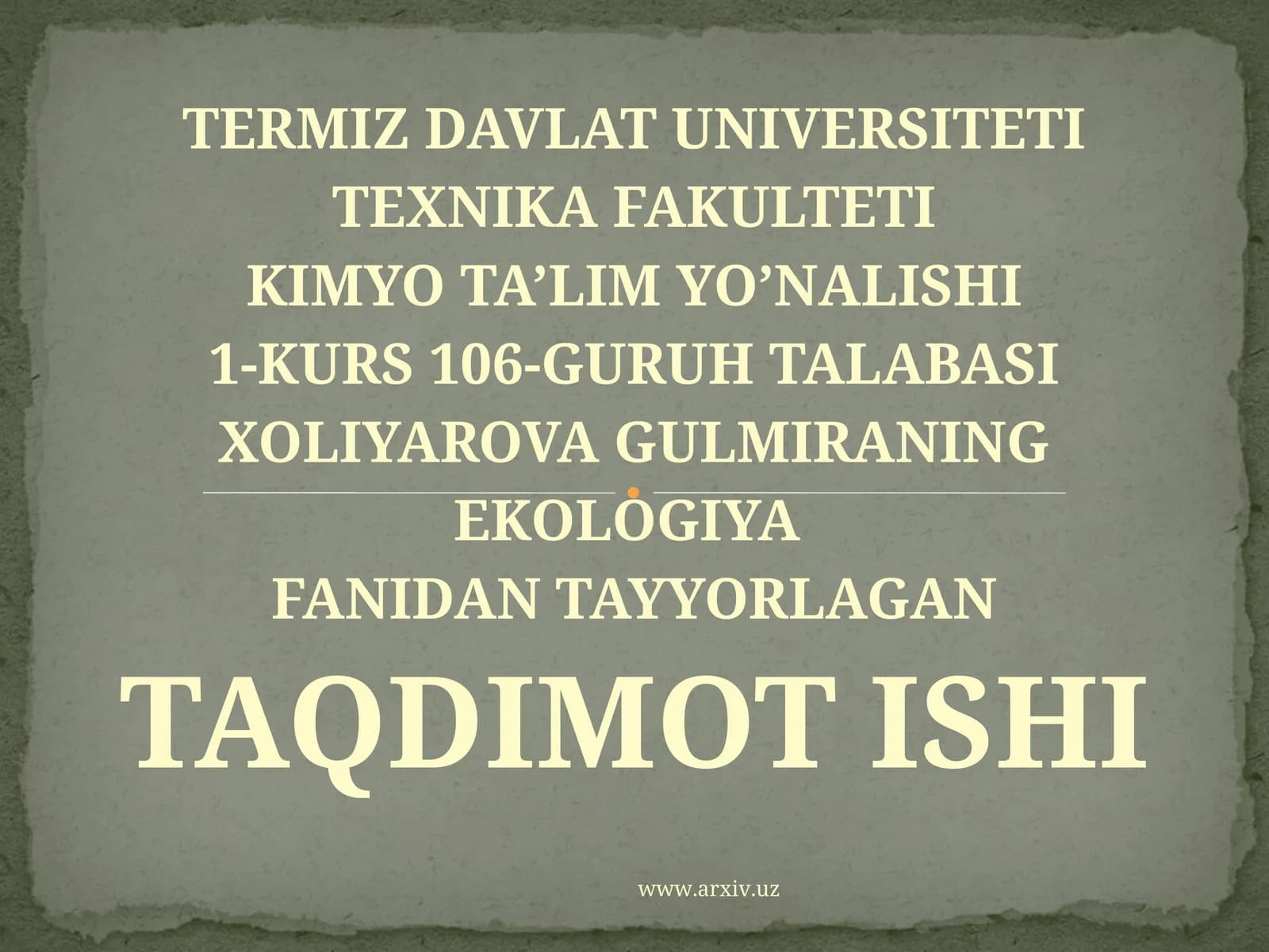 Ekologik ta'lim tarbiya