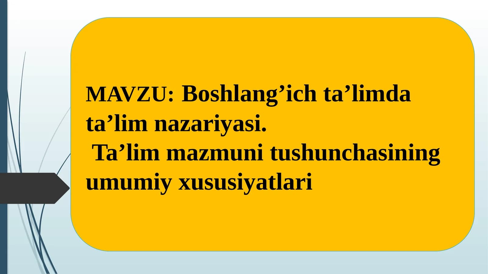Boshlang’ich ta’limda ta’lim nazariyasi