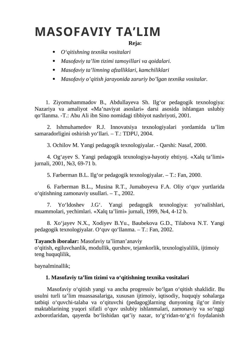 Masofaviy ta’lim